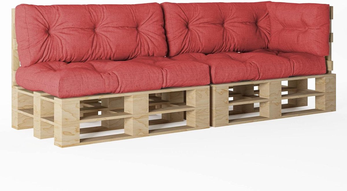 Palletkussen Set - Europallet Kussens - Terras Aankleden - Schuimvlok Vulling - Set Van 5 - Rood