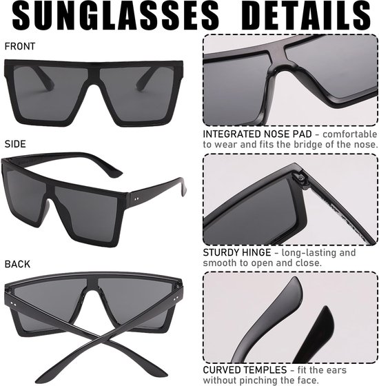 aladdien - Oversized Zonnebril - UV400 Bescherming - Trendy Vierkante Brillen - Roze Zilver Zwart Bruin - Modieuze Zonnebrillen - Geschikt voor Dame... van Merkloos — afbeelding 5