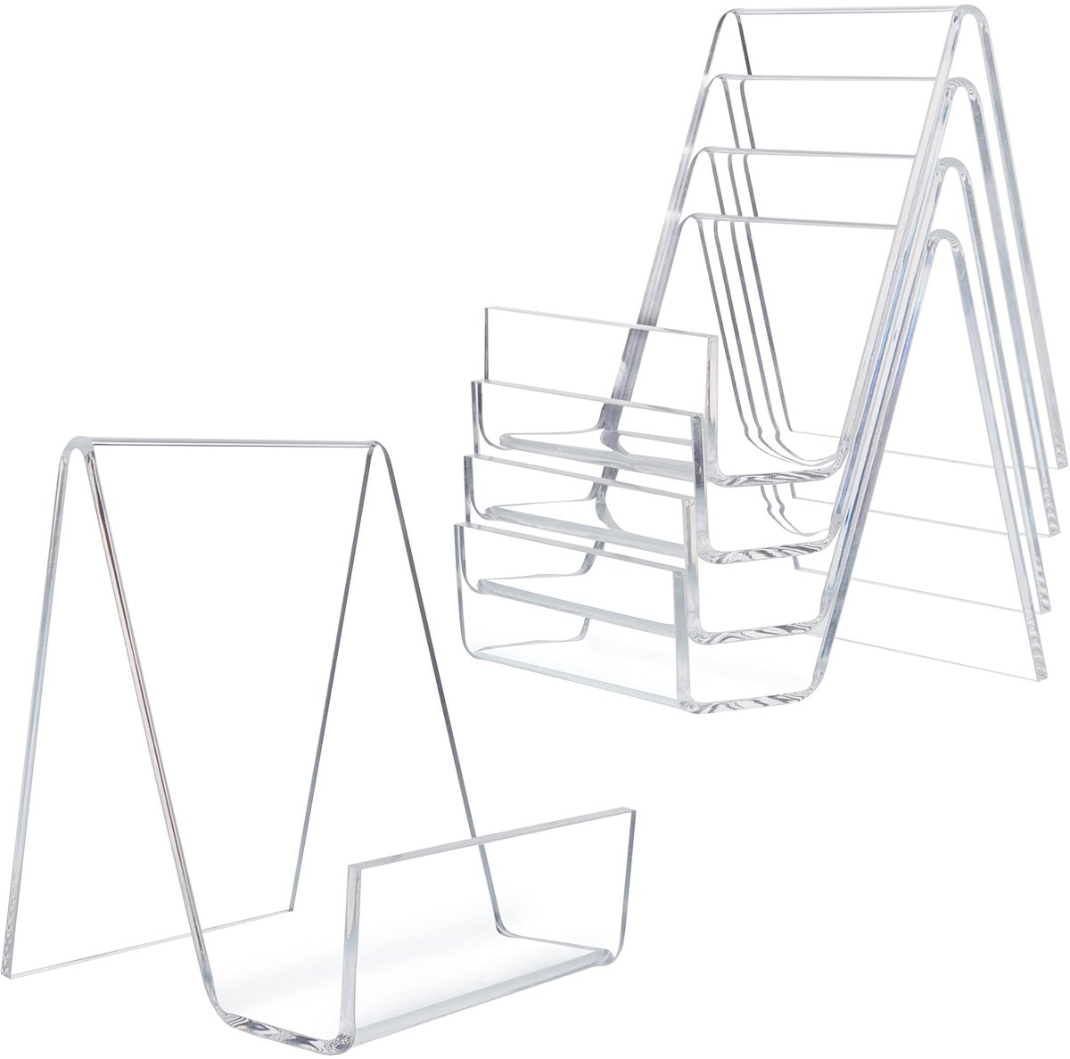 Allecto - Doorzichtig Acryl Boekenstandaards - Set van 5 - Transparante Display Ezel - 16 x 11 x 9 cm - Voor Boeken en Kunst - Ideaal voor Thuis en...