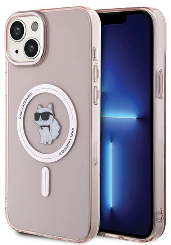 iPhone 15 Plus hoesje Karl Lagerfeld Choupette hardcase roze MagSafe beschermhoes duurzaam elegant