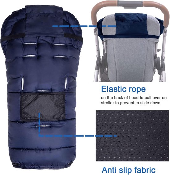 Universele Voetenzak - Baby Dekentje - Winterse Uitjes - Waterdicht Fleece - 99 cm - Marineblauw van Universele — afbeelding 3