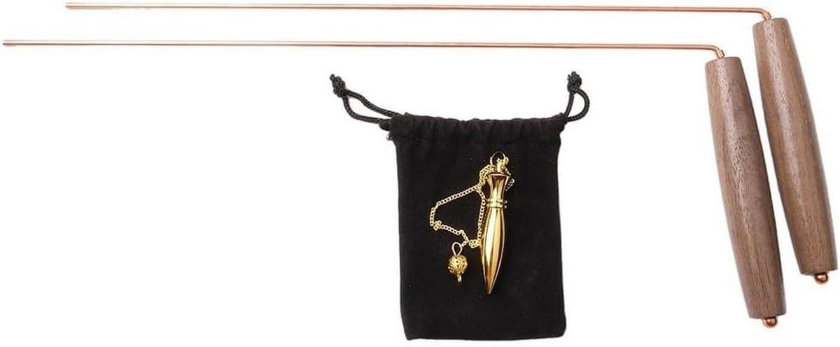 Meetinstrumenten Set - Zoekstokken Pendel - Water Zeker Vinden - 99.9% Koper - 32 x 13 cm - Goud