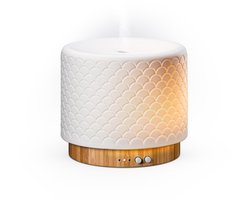 Lanaform - Moya - Aroma Diffuser 280 Ml - Ultrasone Geurverspreider Stil Met Automatische Uitschakeling - Etherische Oliën Diffuser - Bamboe Keramiek - Ademhalingsmodus - LED – Timer 1/8/12u - 14u Autonomie