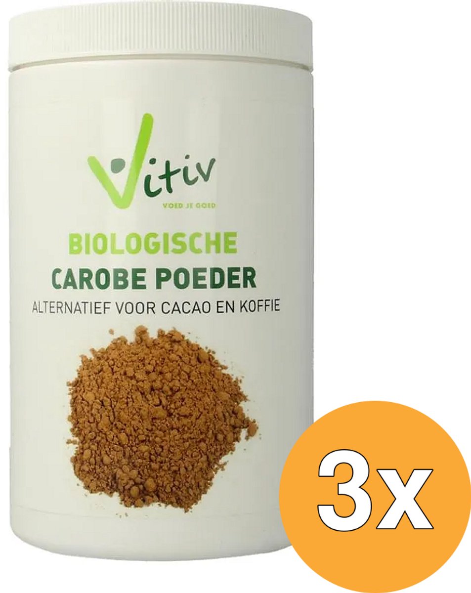 3x Vitiv Carobe Poeder Bio (500 gr)