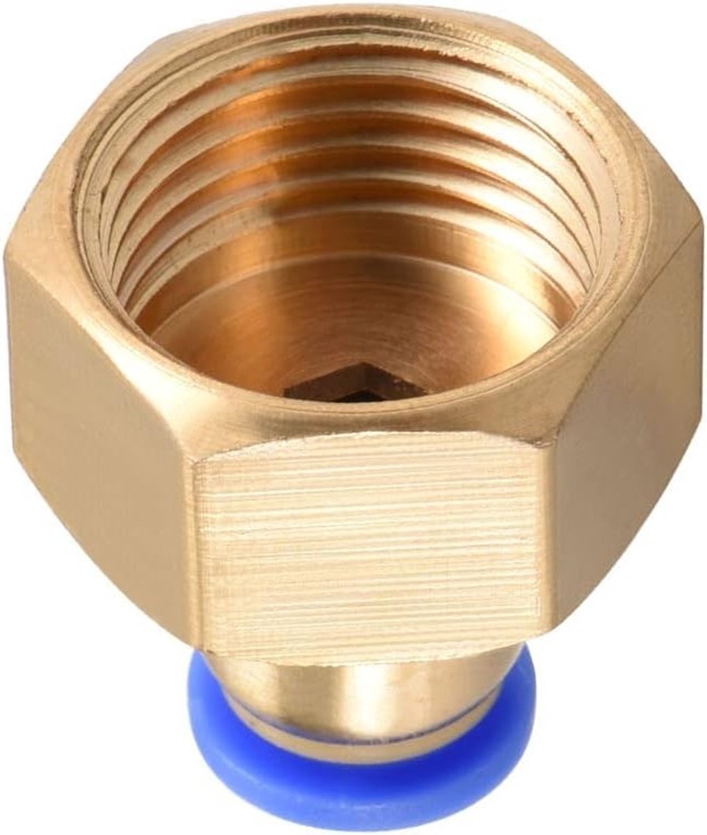 1 Pack G1/2 Vrouwelijke Push Lock Fitting - Rechte Unie Adapter voor Pneumatische Systemen, Push to Connect Aansluitingen, 8mm, Goudkleurig