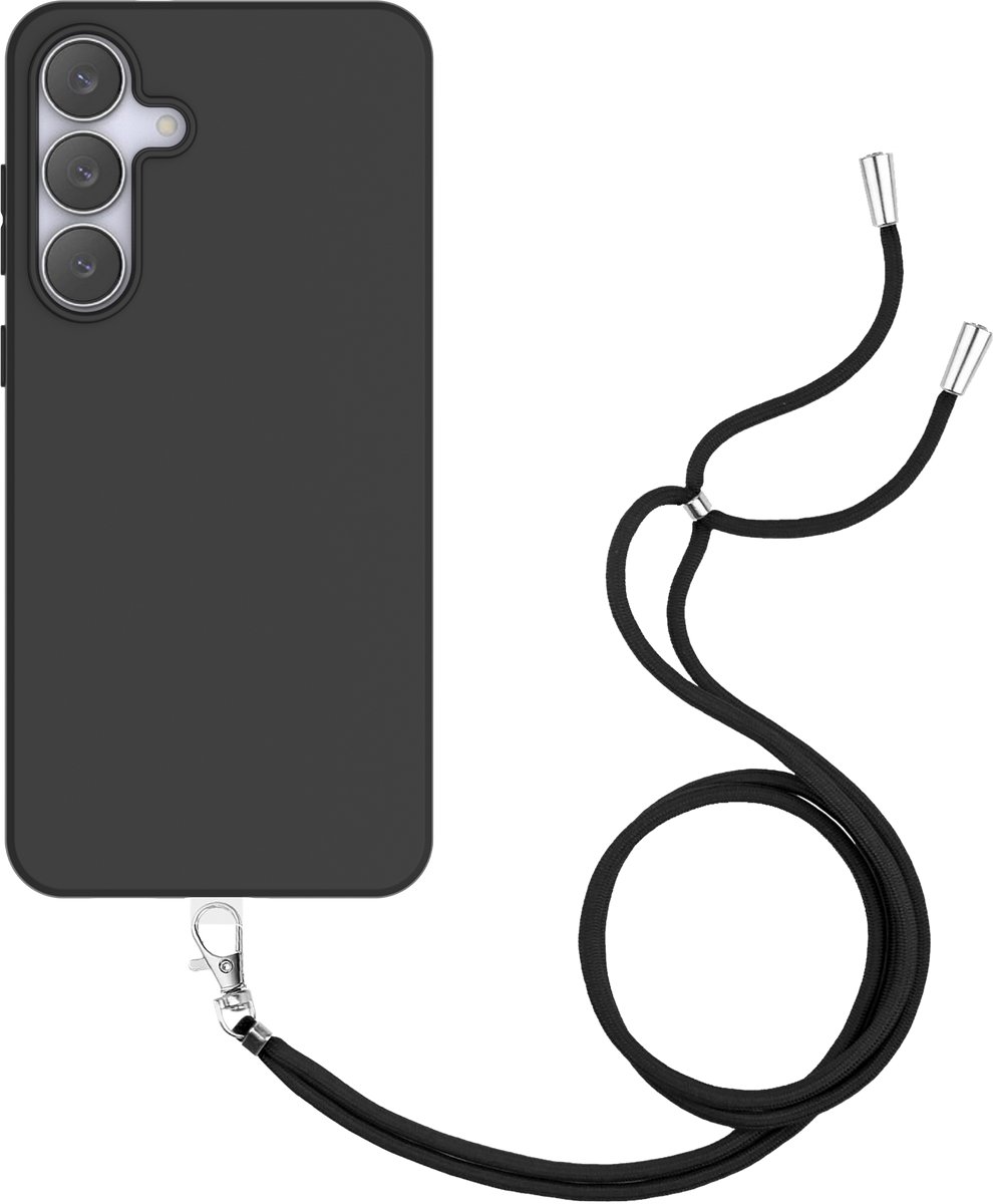 Just in Case hoesje met koord geschikt voor Samsung Galaxy S25 FE Hoesje met Koord - Flexibele Case - Zwart