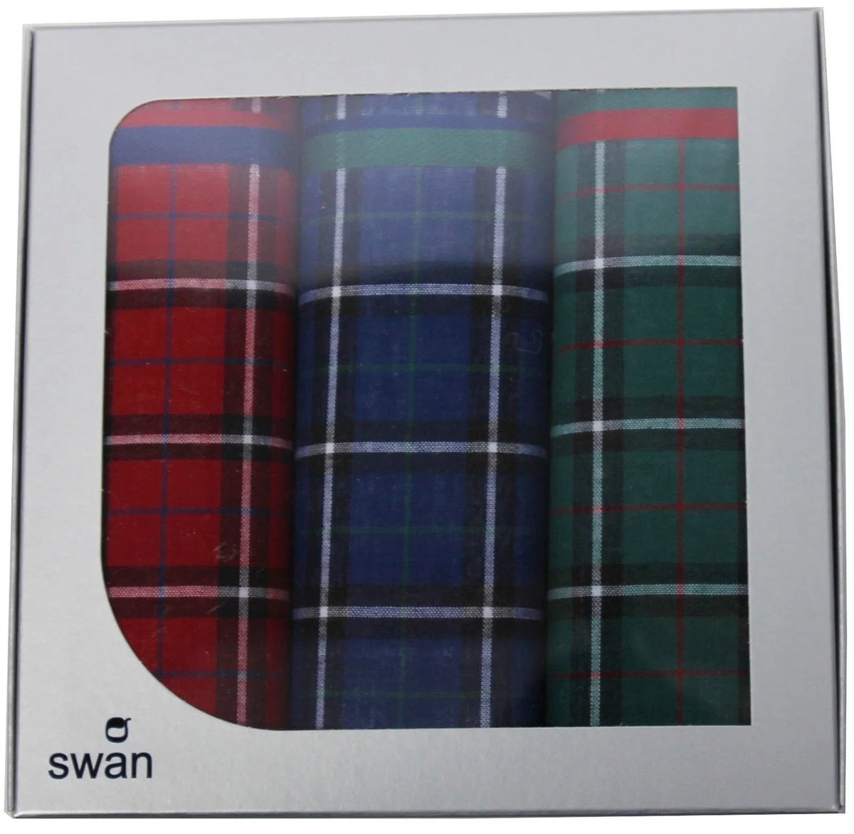 Swan 3-pak Dames zakdoeken - Engelse ruit - Cadeauverpakking zakdoeken - 30 - Blauw