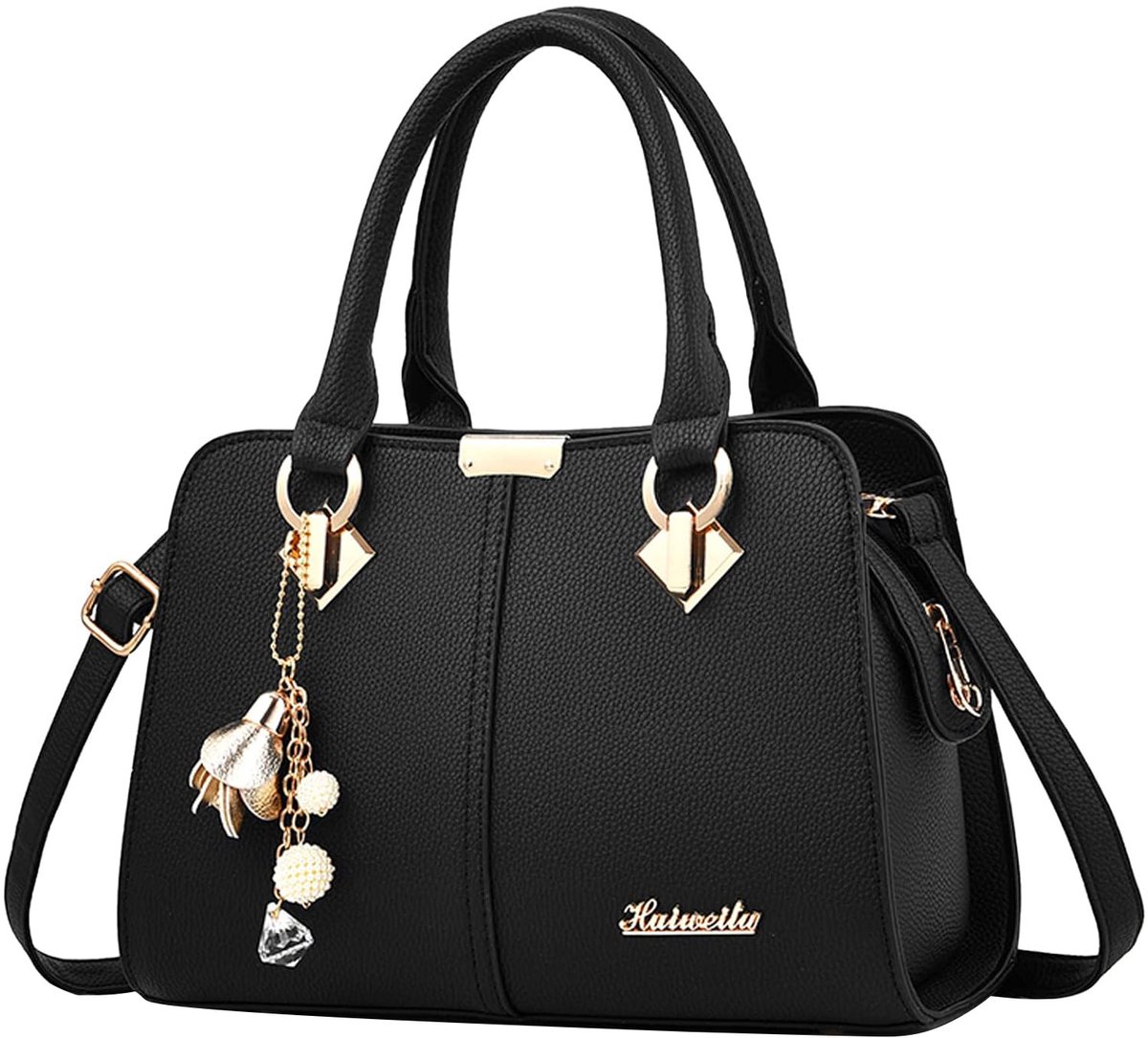 MODENUIT Handtassen - Dames Schoudertas Modieuze Handtas Dagelijkse Tas Crossbody Tas Dames Met Veelvakken En Afneembare Schouderriem Voor Dagelijks Gebruik, PU, Zwart