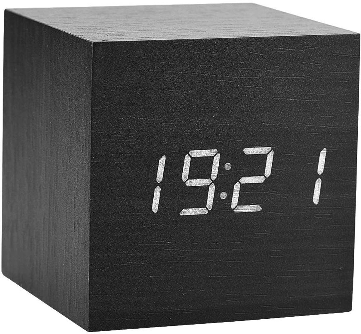 ONF3 - Houten Digitale Wekker - LED-verlichting - Spraakbesturing - Zwart hout - Alarmklok - Temperatuurweergave - Bureauklok