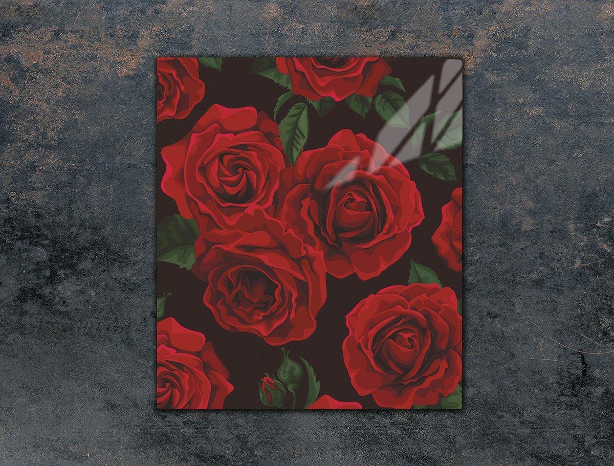 TMK ArtDeko Serie - Snijplank van Glas - 45x52cm - Róże Design - Beschermende Plaat