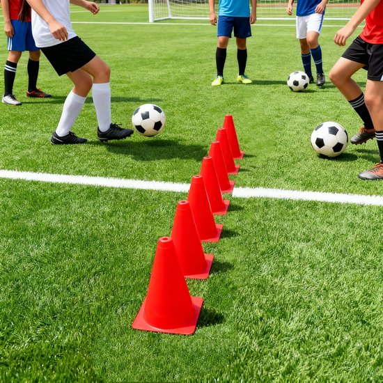 Trainingskegels Voetbal - Sport Markers - Agility Training - Zacht PP Materiaal - 6 Stuks 18cm - Rood — afbeelding 3
