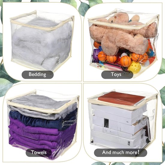 Opbergzakken met rits - Doorzichtige bakken - Kleding opbergen - Met etiketzak - 6 stuks 30 cm - Transparant — afbeelding 5