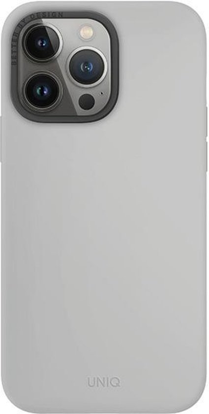 iPhone 15 Pro Max hoes lichtgrijs UNIQ Lino Hue – slanke krasbestendige cover met Magclick opladen