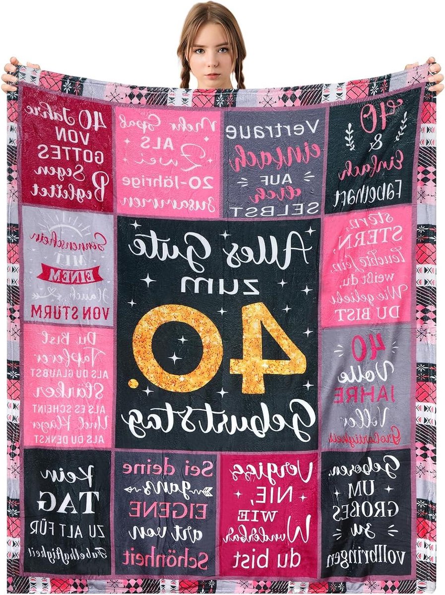 Verjaardagsdeken Vrouw - Cadeau Deken - Warme Groeten Sturen - Motiverende Spreuken - 127 x 170 cm - Roze