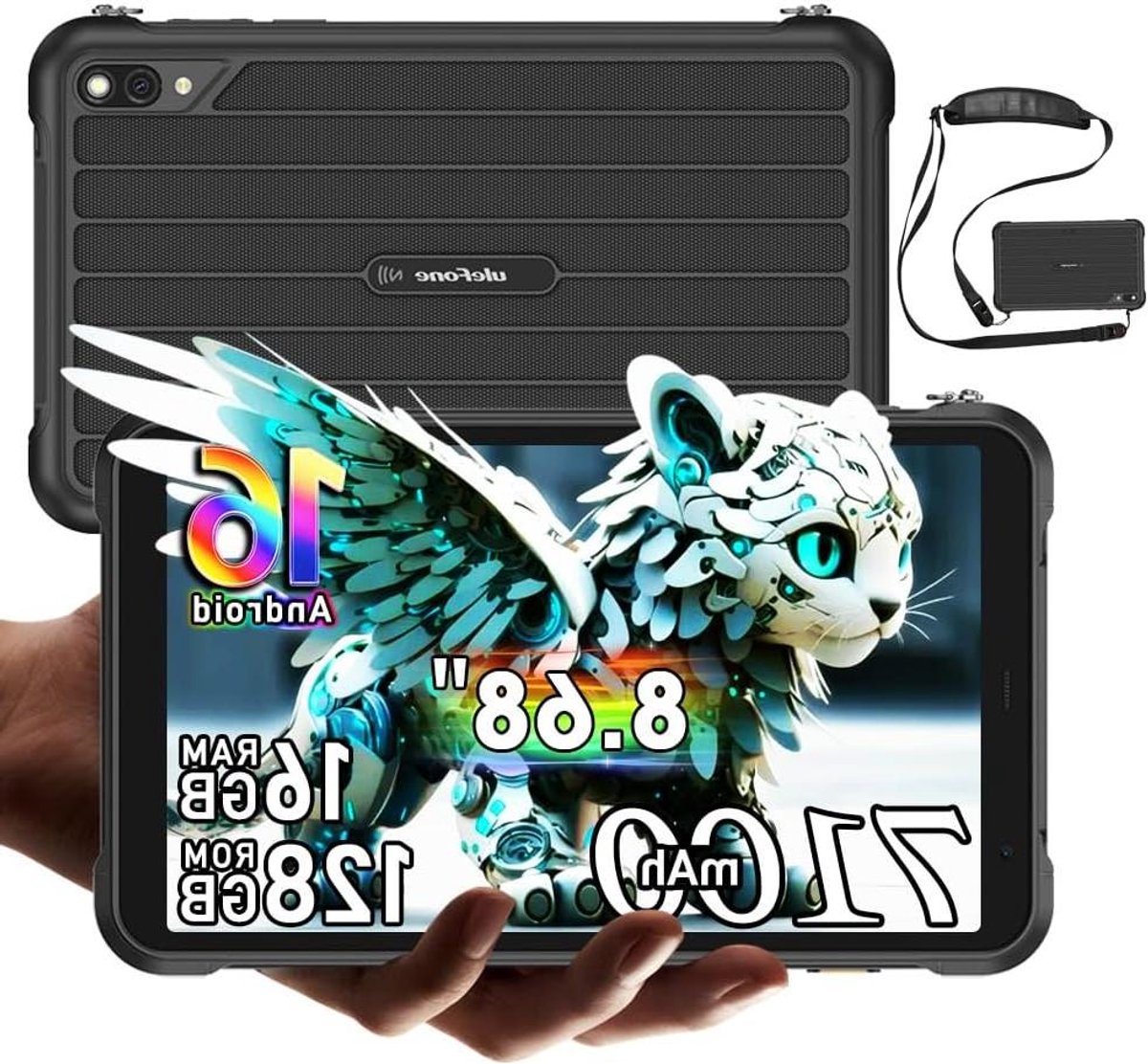 Robuuste Tablet - Outdoor Tablet Werk Tablet - Buitenwerk en Reizen - Waterdicht en Stofdicht - 8.68 inch - Zwart