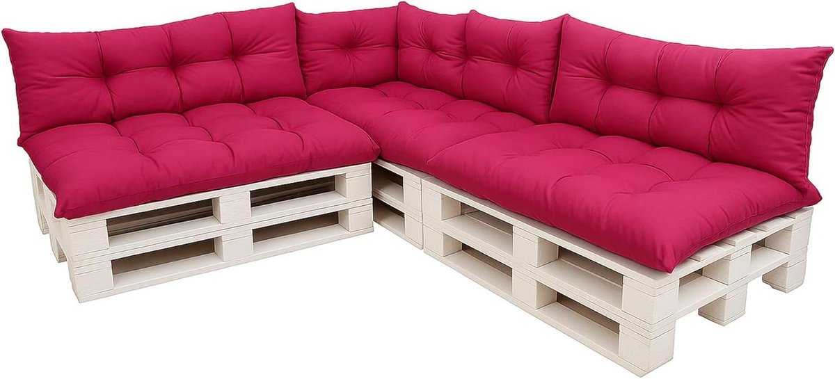 Pallet Kussens Set - Bank Kussens Tuin - Loungen Buiten - Zelf Gemaakt Meubel - 7 Delig 120x60cm - Roze