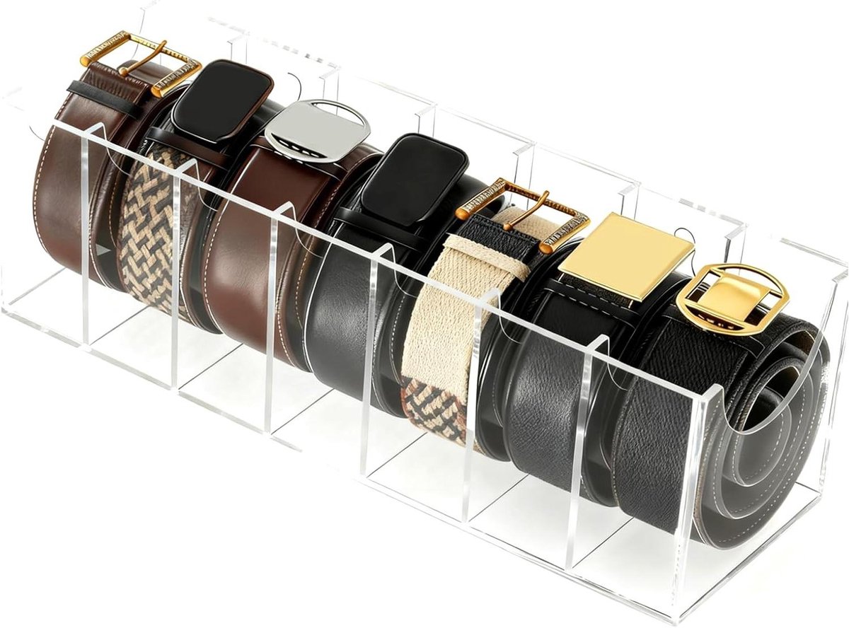 Riemen Doos - Accessoire Organizer - Kledingkast Ordenen - 7 Vakken met Lade - Compact - Grijs