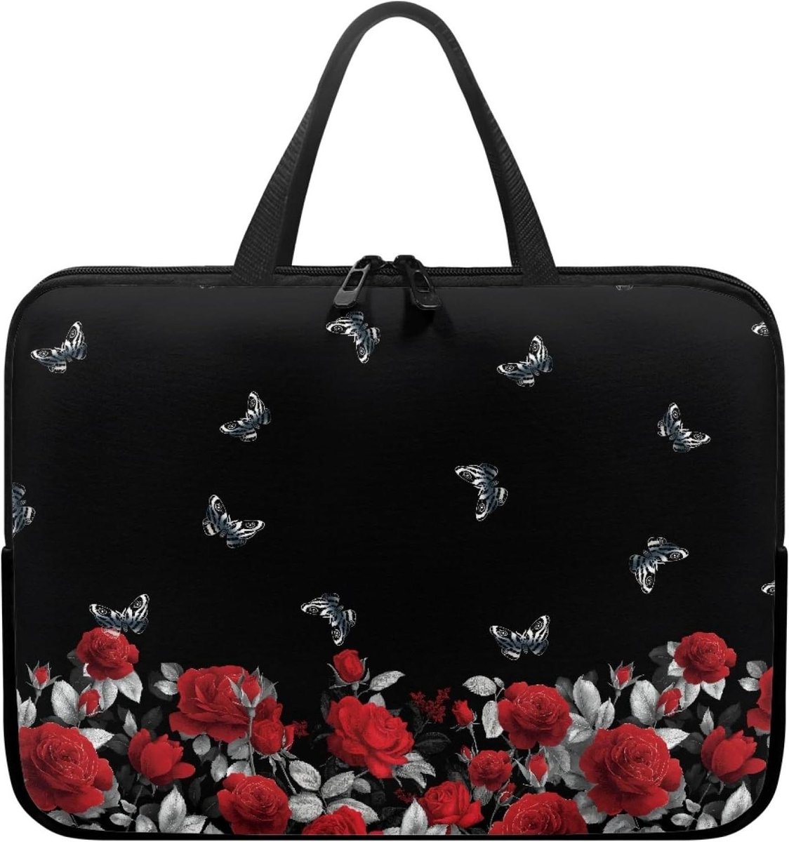 Waterdichte Laptophoes met Handvat voor 10 tot 17 inch Laptops - Rozenprint