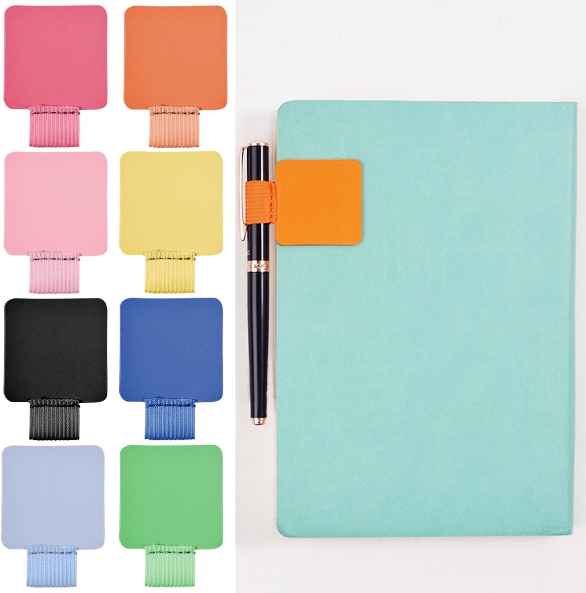 10 Stuks Zelfklevende Leren Penhouders, Elastische Penringen voor Notitieboek, Agenda en Tablet in 10 Kleuren