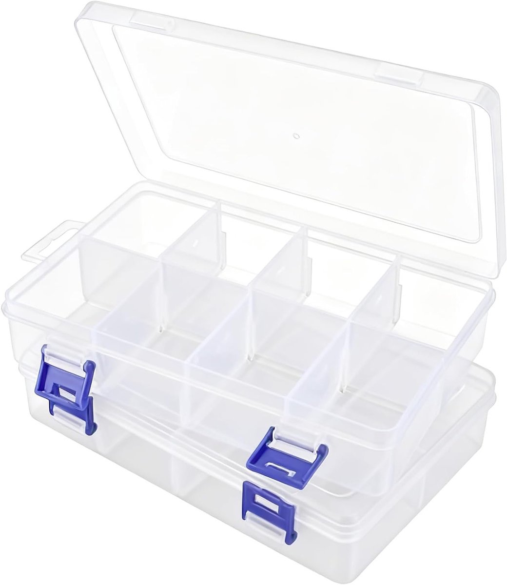 Transparante Sorteringsdozen met Compartimenten - Opslagdozen voor Kleine Onderdelen, Knopen en Sieraden - 2 Stuks met Sluiting