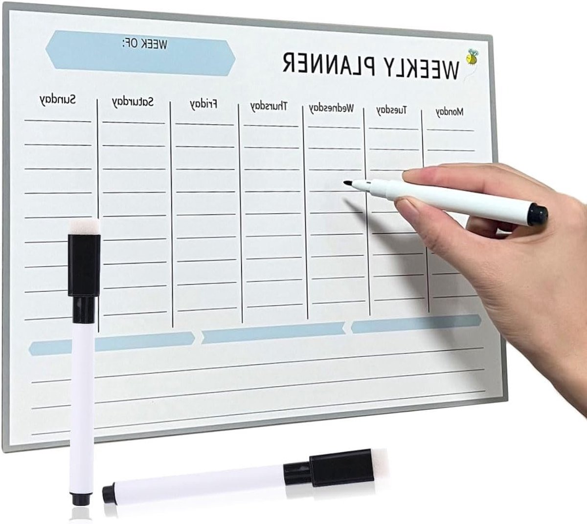 Witte Magnetische Weekly Planner A4 - Drooguitwisbare To-Do Lijst voor Koelkast, Dagelijkse Taken, Maaltijdplanner en Organisator voor Thuis en Kantoor
