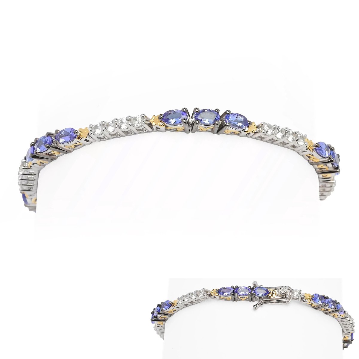 Cavill - Zilveren Armband met 4,05 ct Ovale Tanzaniet & 1,84 ct Zirkonia - 925 Sterling Zilver Palladium Coating - Elegante Sieraden - 18,5 cm