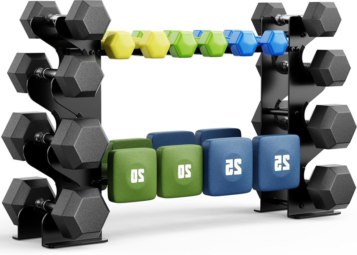 Halterrek 4 Niveaus - Halterhouder Gewichtrek - Kracht Training Opslag - Verstelbaar Ontwerp - 73 x 43 x 15 cm