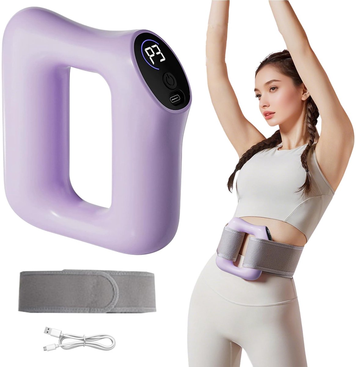 carmdering - Massage apparaat - Lymfedrainage apparaat - Anti-Cellulite Roller - Lichaamsvorming - Dubbel ontwerp, 360° vetverbranding - 5 intensiteiten, 3 modi, warmtetherapie - Type-C, 30 dagen batterij - Stil, draagbaar, ideaal voor thuis - paars