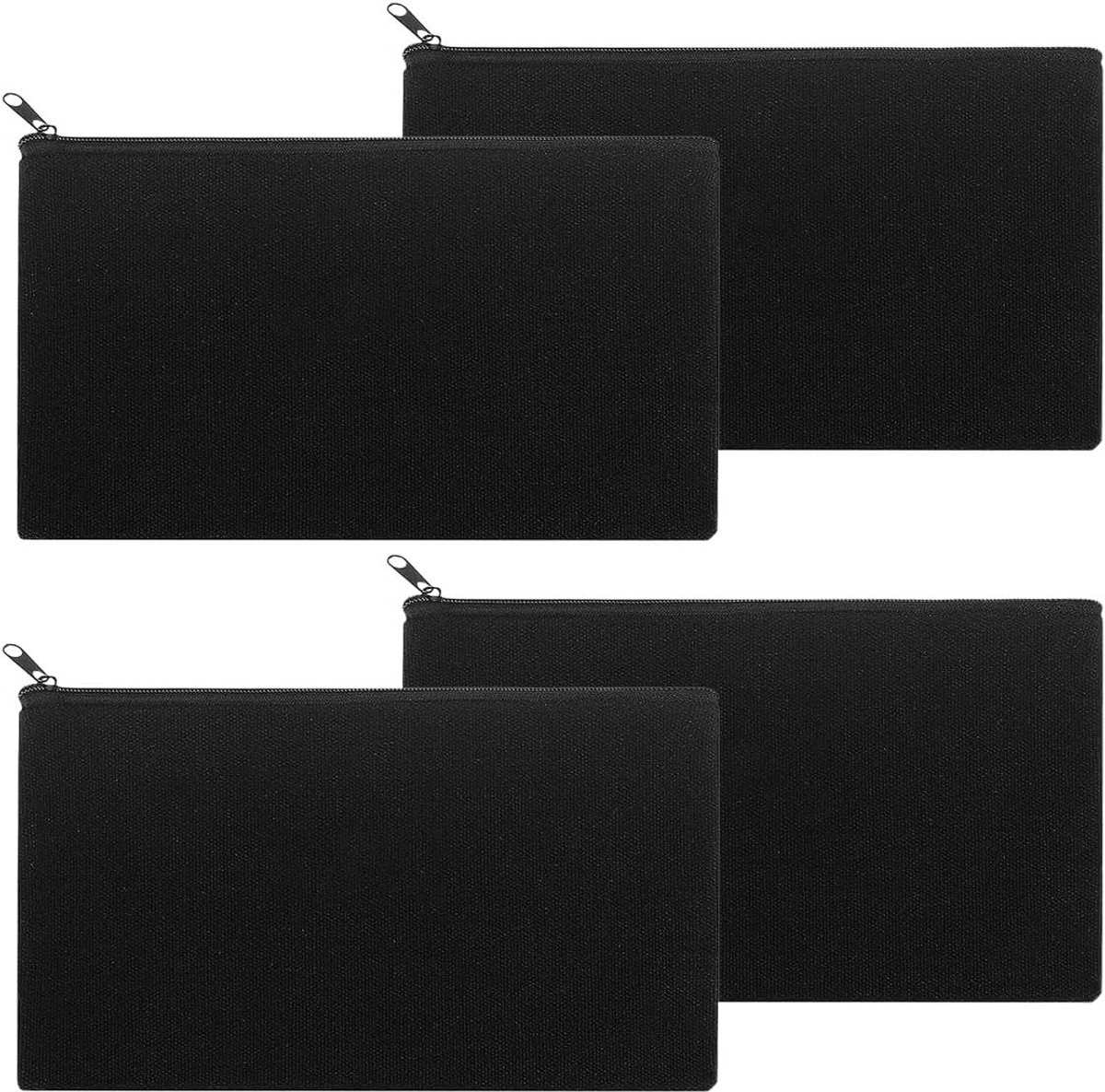 Set van 4 Lege Canvas Tassen 21 x 12 cm met Rits, Ideaal voor Make-up, Pennen en DIY Projecten