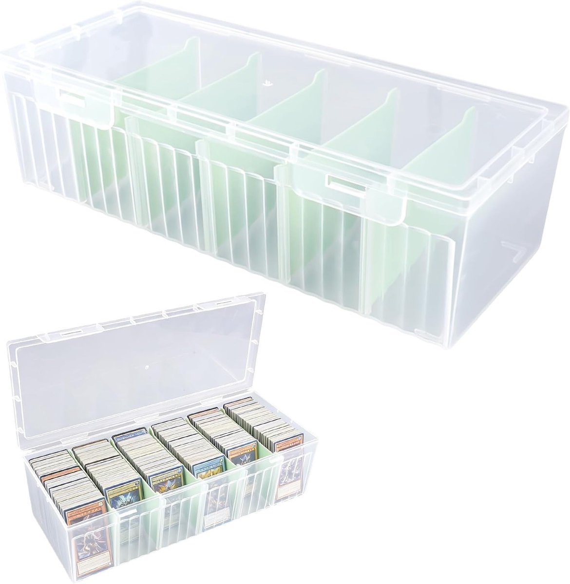 Transparante Kabelopslagdoos 24 x 10 x 7 cm met 5 Verwijderbare Scheidingsplanken voor Kabels, Kabelorganizer en Kabelsortering