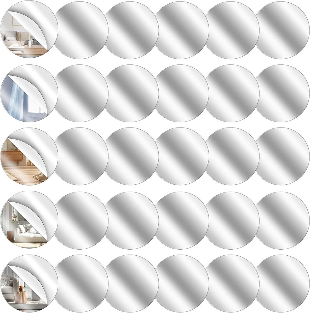 Zelfklevende ronde spiegels 5 cm - 30 stuks - Acryl mozaïekspiegels voor DIY projecten