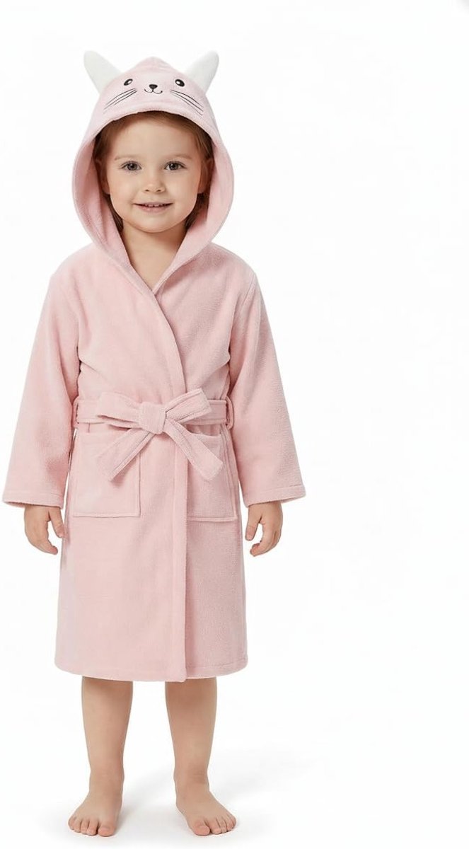 Zachte en absorberende kinderbadjas van 100% katoen met schattige dierenkap, praktisch en comfortabel