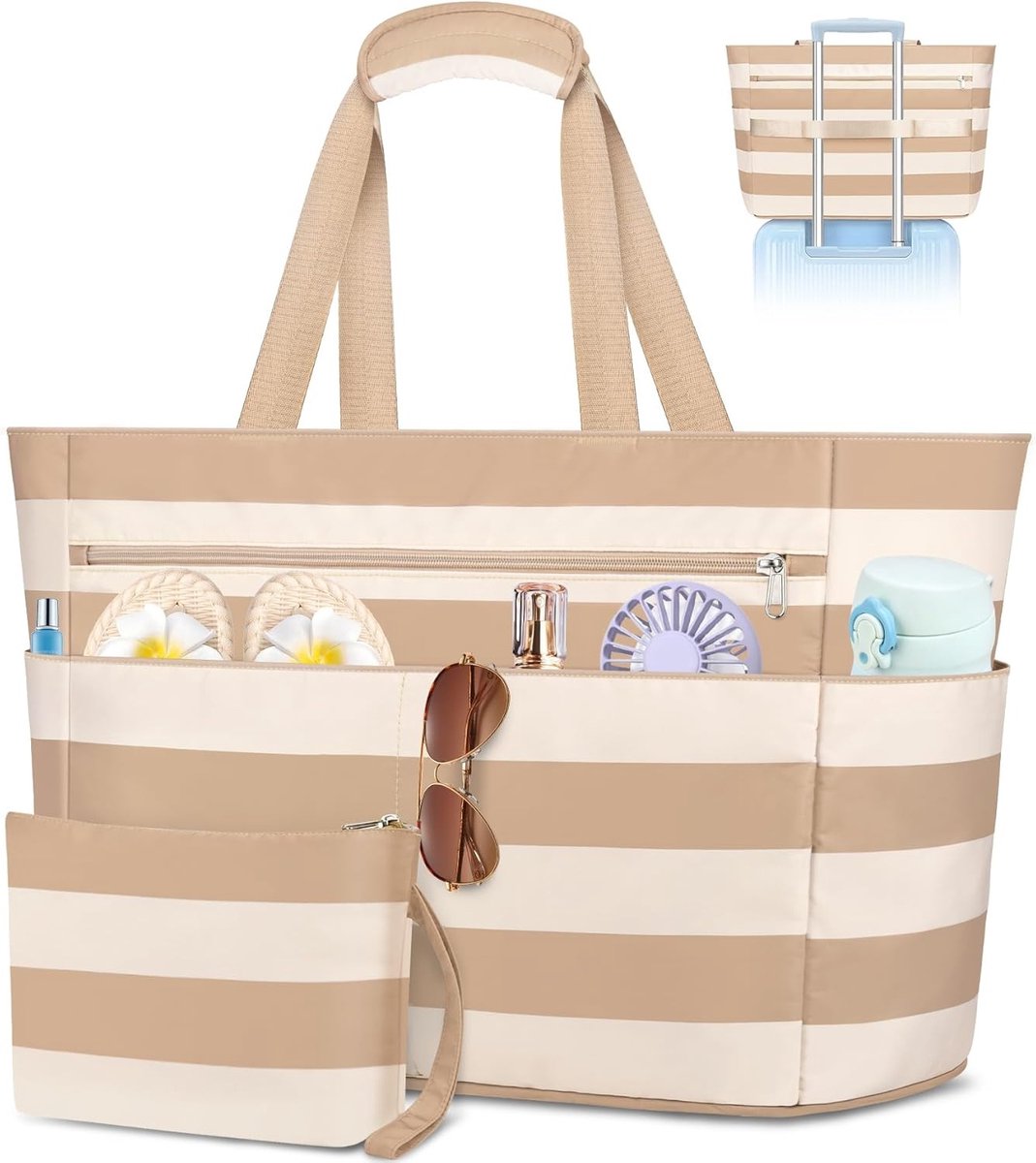 Grote Vouwbare Strandtas XXL met Rits voor Familie, Ideaal voor Sauna, Reizen en Zwemmen, Waterdicht en Lichtgewicht Shopper met 55L Capaciteit