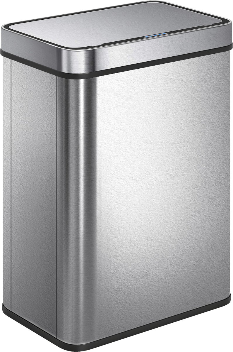4goodz Sensorprullenbak rechthoek 50 liter - Zilver