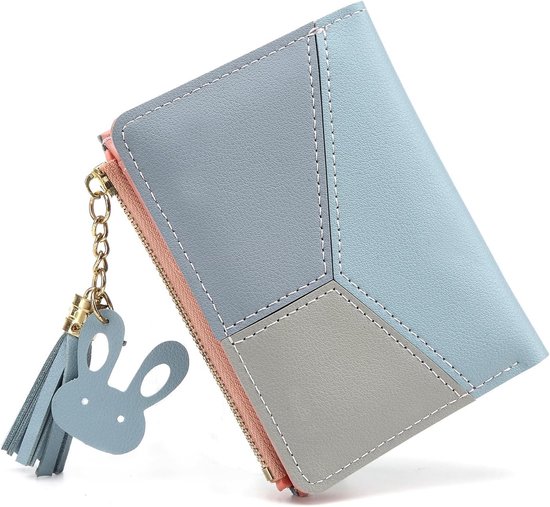 Stijlvolle en zachte faux leren damesportemonnee in diverse kleuren, compact met rits, ideaal voor casual gebruik, 11x9x1.8 cm