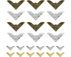 Vintage metalen boekbeschermers - 48 stuks, decoratieve hoeken voor scrapbooking en albums, ideaal voor creatief gebruik