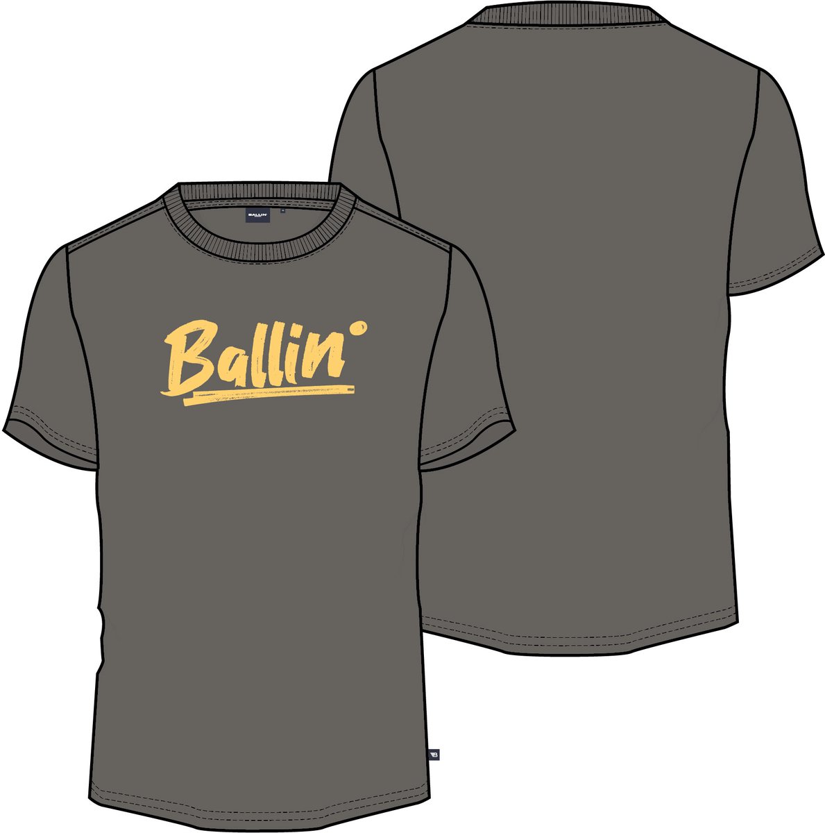 Ballin Amsterdam - Jongens Regular fit T-shirts Crewneck SS - Elephant Grey - Maat 16