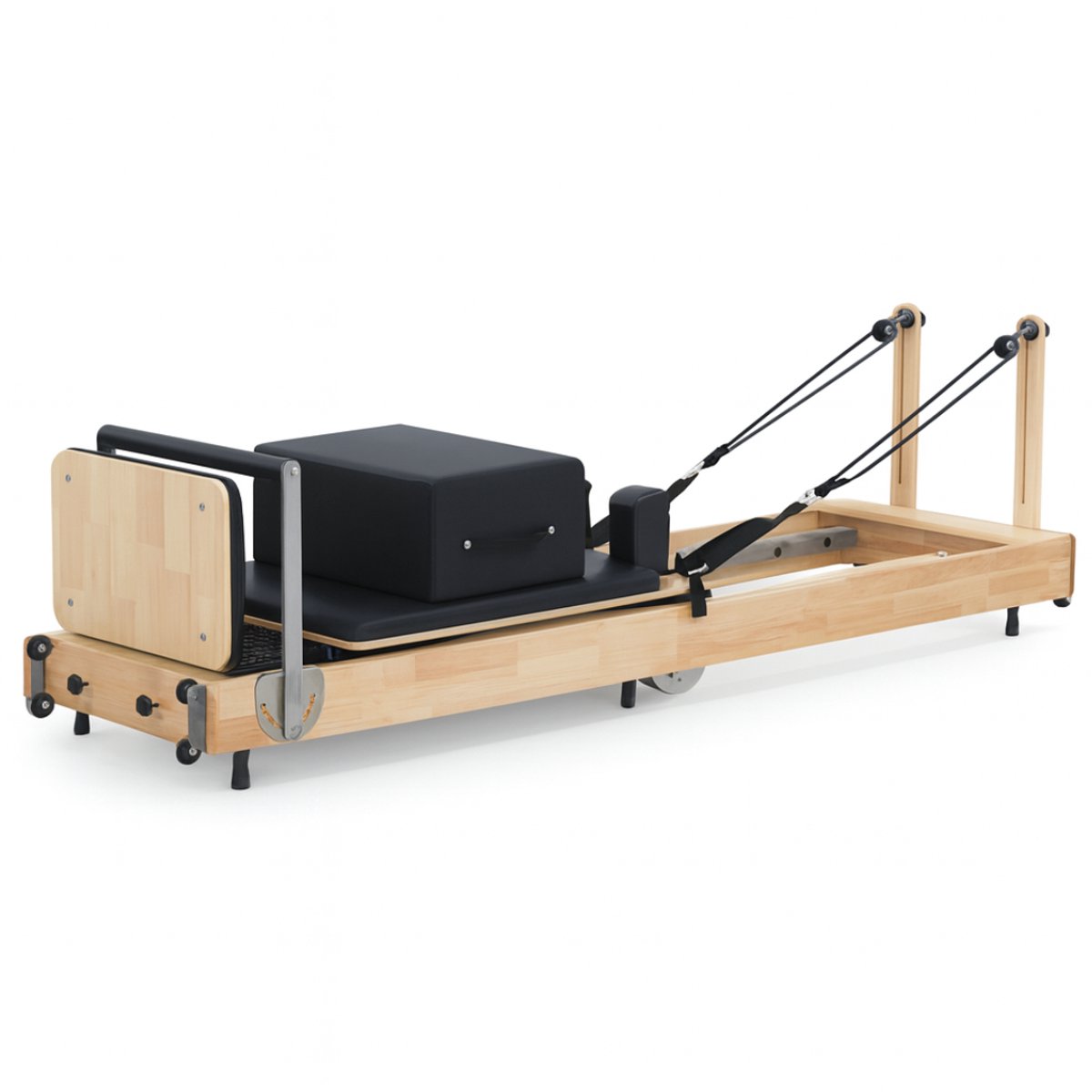 PH Fitness Pilates Reformer – Massief Houten Frame – Studio Kwaliteit voor Thuis & Studio – Opvouwbaar met Stil Railsysteem – 5 Kleurgecodeerde Veren – Max 130 kg