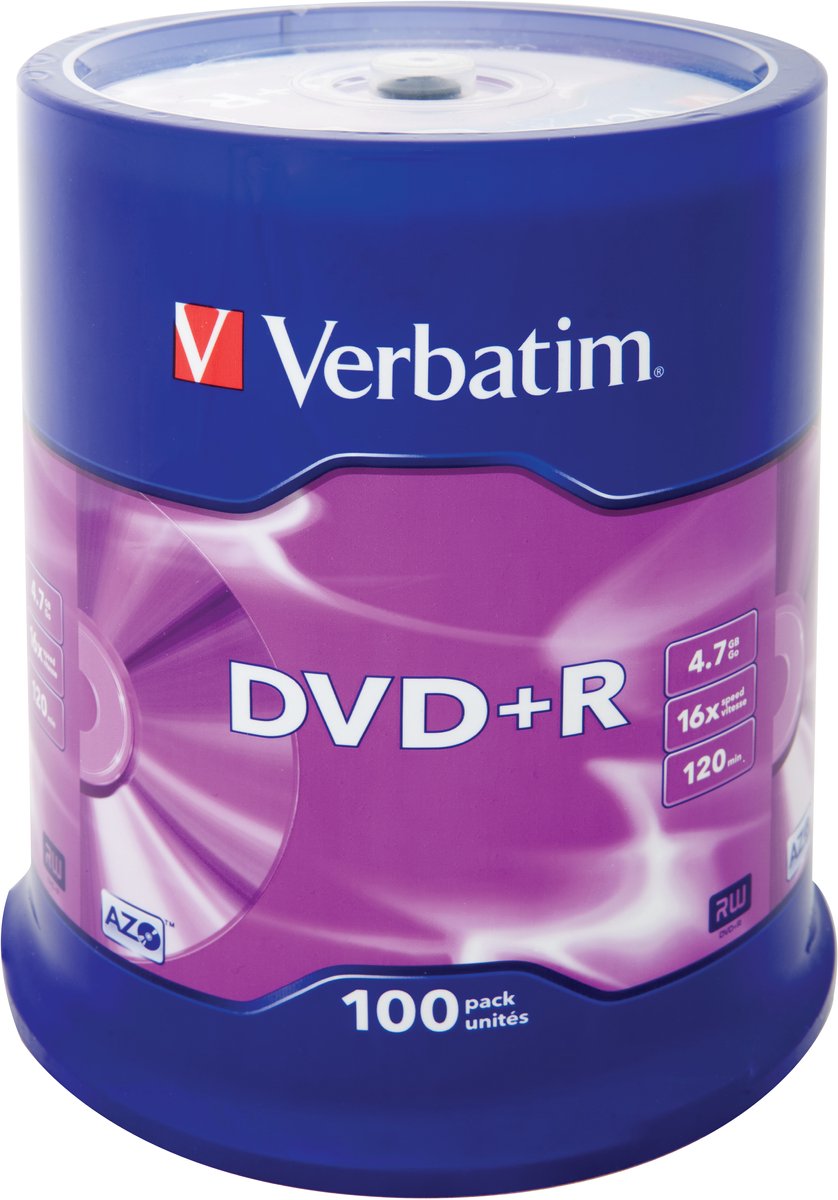 Verbatim 43551 DVD+R Matt Silver Schijven - 100 Stuks / Spindel