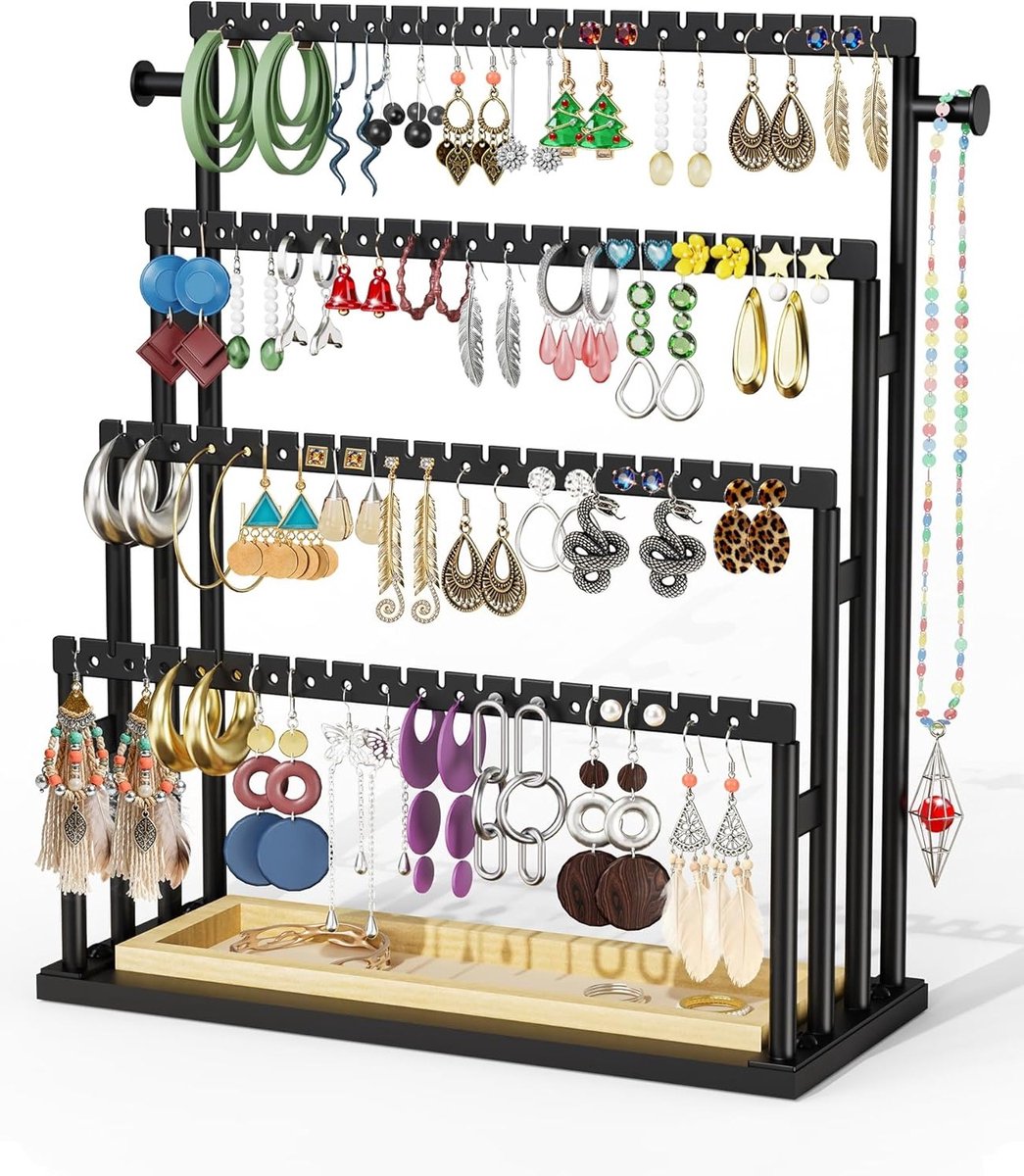 4-laags oorbellenhouder, sieradenstandaard voor oorbellen en accessoires, perfect voor organisatie en presentatie