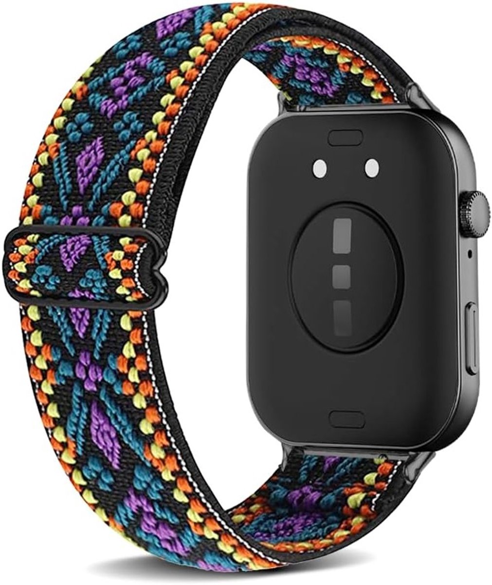 Verstelbare Nylon Armband voor Smartwatch - Geschikt voor HuaWei Watch Fit 4/3 - Vervangbare, Rekbare en Gevlochten Band voor Dames en Heren