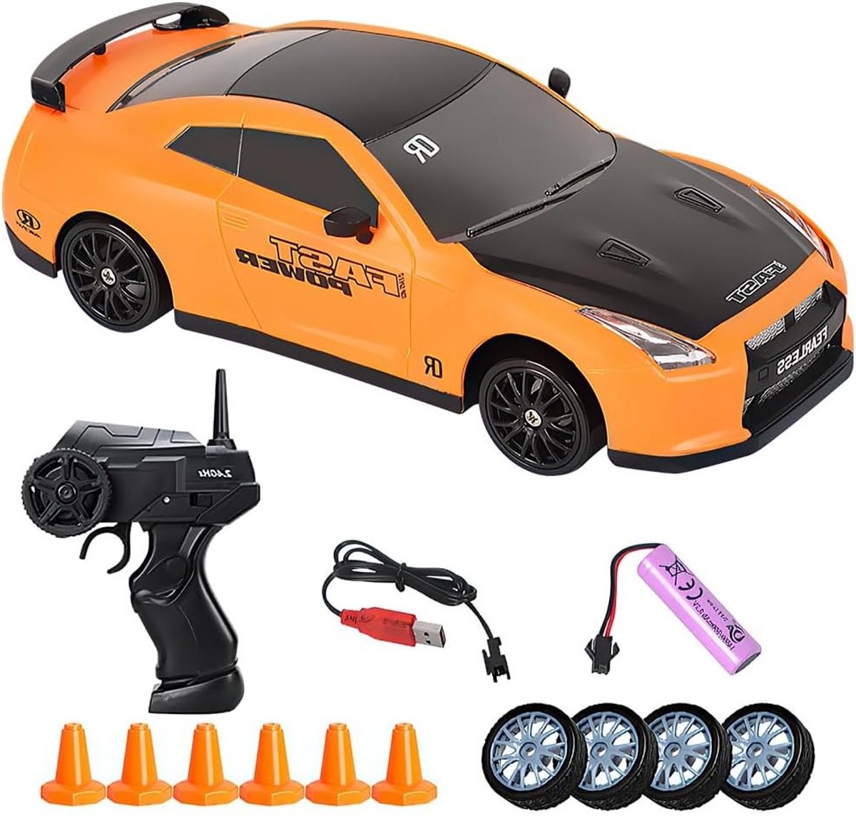Op afstand bestuurbare mini driftauto 1:20, 2.4GHz 4WD speelgoedauto met verlichting voor jongens, meisjes en volwassenen, perfect cadeau in geel