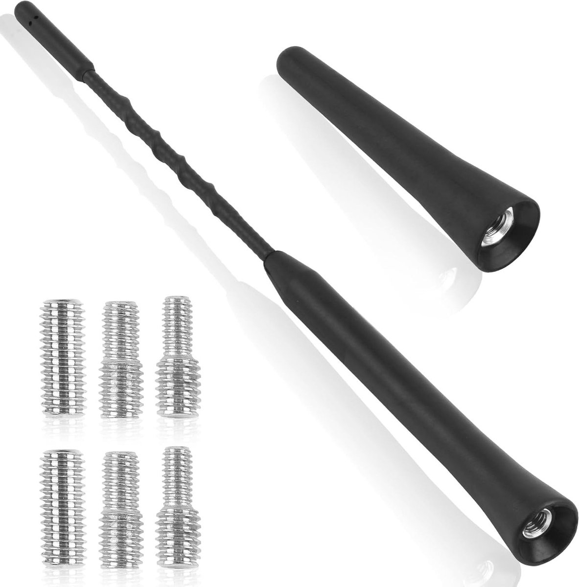 2-pack autodakantenne, korte universele autoantenne 24 cm + 6,5 cm, FM/AM/DAB autoantenne met verbeterde ontvangst, met 6 M4, M5, M6 supercompatibele aansluitschroeven, geschikt voor alle auto's