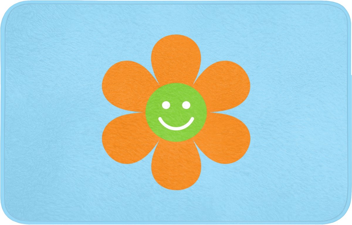 WC mat 80x50 cm - Antislip - Bloem - Smiley - Kleurrijk - Toiletmat - Vloermat - Douchemat