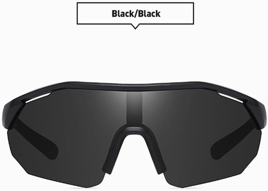 Gepolariseerde sportzonnebril, fietsbril, UV400, mountainbikebril, honkbalbril, hardloopbril, visbril, golfbril (zwart) van Merkloos — afbeelding 2