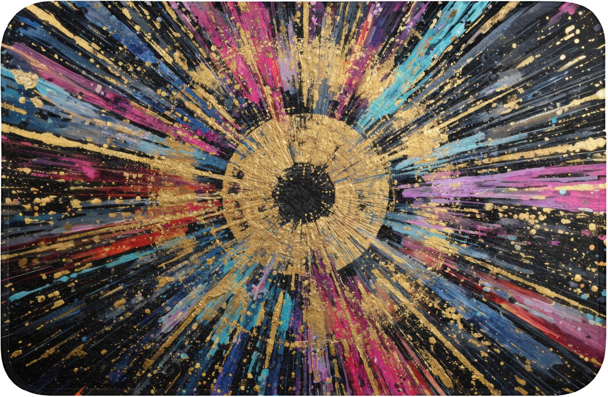 WC mat 60x40 cm - Antislip - Explosie - Goud - Kleurrijk - Abstract - Toiletmat - Vloermat - Douchemat - Toilet tapijt - Toiletmatten