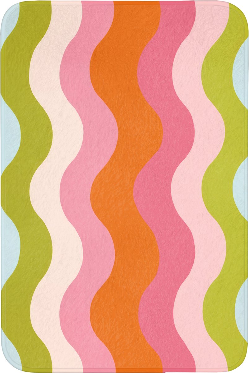 WC mat 60x90 cm - Antislip - Banen - Golven - Kleurrijk - Verticaal - Toiletmat - Vloermat