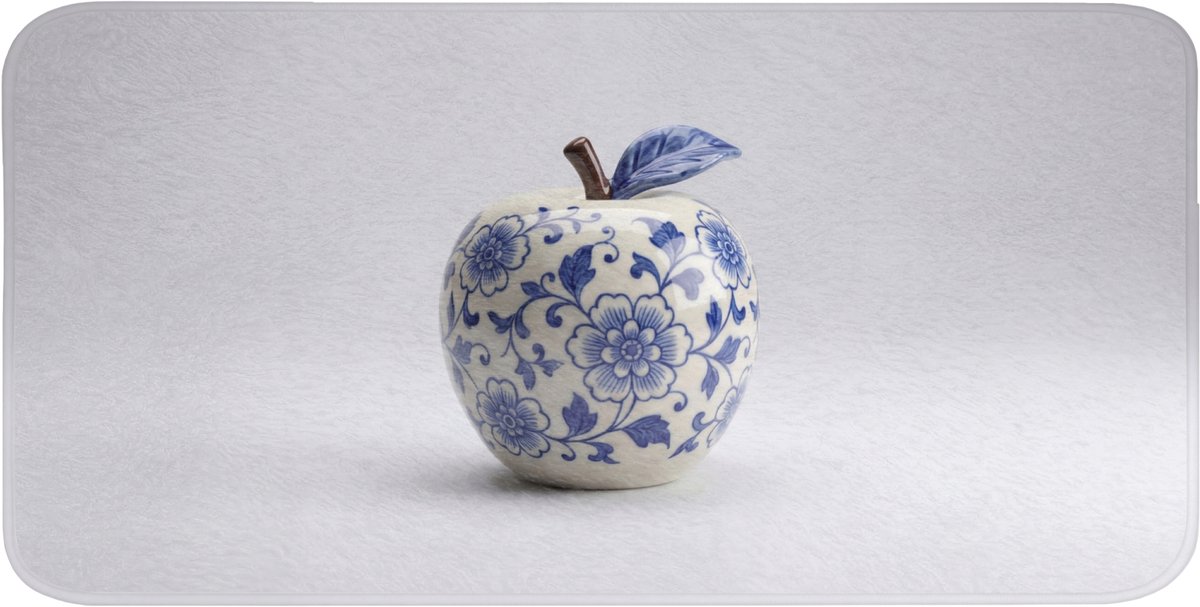 Badmat 120x60 cm - Antislip - Appel - Blauw - Klassiek - Badmatten voor badkamer - Badkamermat - Douchemat - Badkamer mat