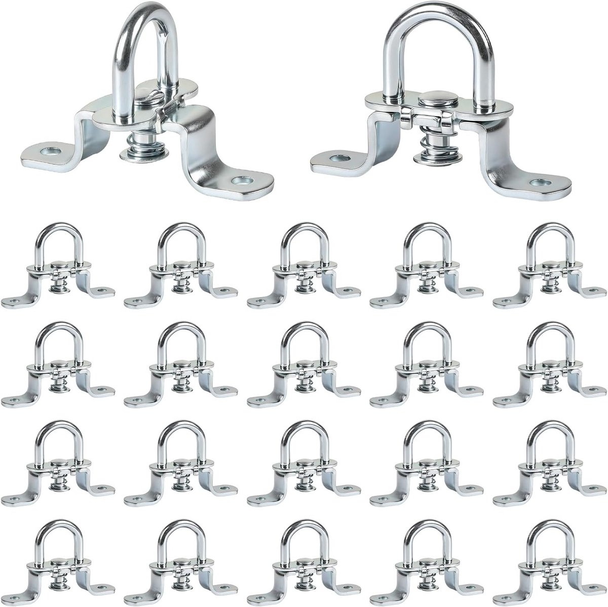 22 stuks gegalvaniseerde draaisluitingen voor dekzeilen, veilige grip, ovale ogen, 68,5 x 15 mm, metalen sluitingen voor afdekkingen en zeilbevestiging