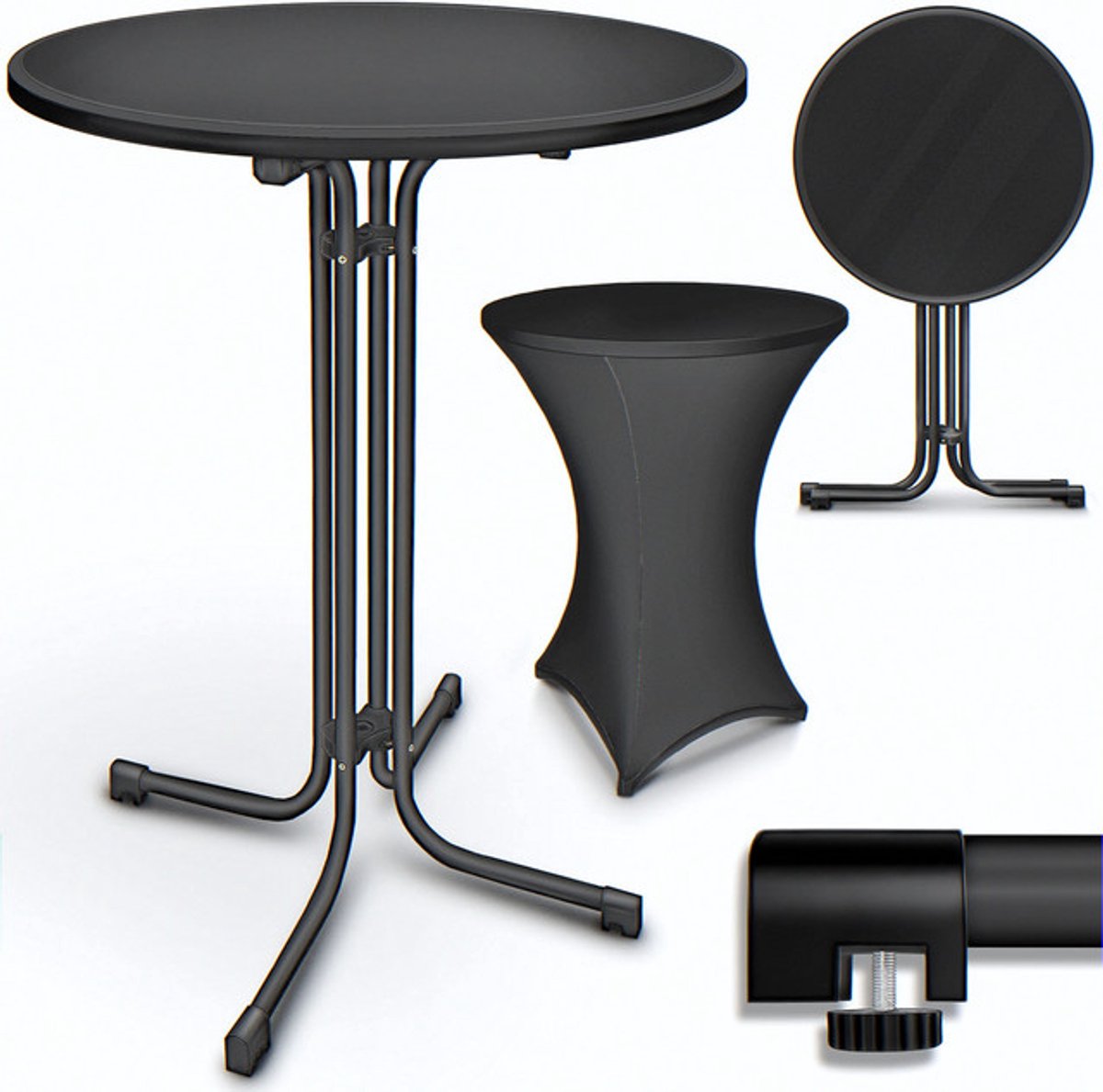 Sierra® Gastro statafel, inklapbaar, diameter 70 cm, met hoes, bistrotafel, klaar gemontee